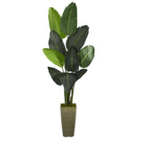 69” Traveler's Palm Artificial Tree in Green Planter
