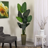 69” Traveler's Palm Artificial Tree in Green Planter