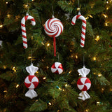7” Assorted Candy Cane Holiday Christmas Deluxe Shatterproof Ornament Set of 6