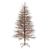 7' Frosted Berry Twig Christmas Tree with 450 Multicolored Gum Ball LED Lights and 1192 Bendable Branches
