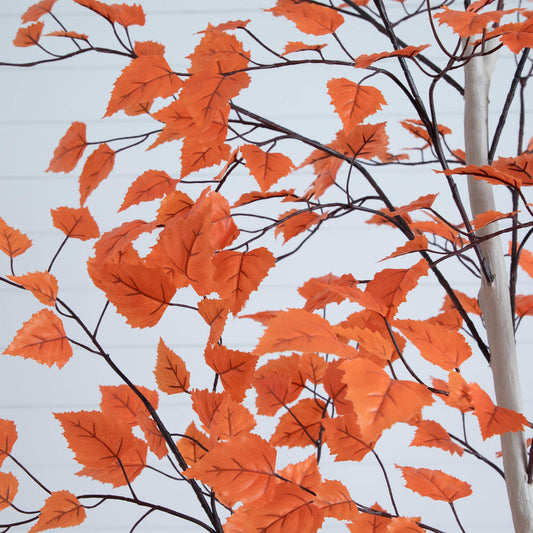 7' Autumn Paper Birch Artificial Fall Tree