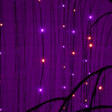 7' Pre-Lit Artificial Halloween Black Willow Tree with 600 Purple and Orange Dual Color LED Lights
