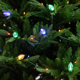 7' Pre-Lit Artificial Luxembourg Pine Christmas Tree with 340 Multicolored Traditional Bulb LED Lights