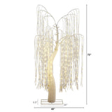 7' Pre-Lit Artificial White Willow Christmas Tree with 400 Cool White LED Light