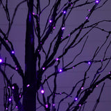 7' Pre-Lit Halloween Black Twig Artificial Tree with 390 Orange & Purple LED Lights