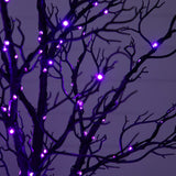 7' Pre-Lit Halloween Minimalist Twig Artificial Fall Tree with 400 Orange & Purple LED Lights