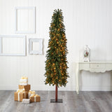 7’ Grand Alpine Artificial Christmas Tree with 400 Clear Lights and 950 Bendable Branches on Natural Trunk