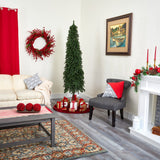7’ Grand Alpine Artificial Christmas Tree with 950 Bendable Branches on Natural Trunk