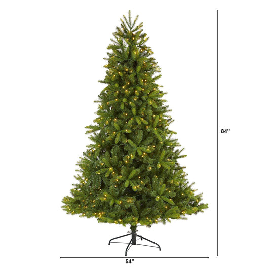 7’ New Haven Spruce “Natural Look” Artificial Christmas Tree with 500 LED Lights