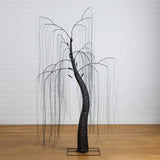 7' Pre-Lit Artificial Halloween Black Willow Tree with 600 Purple and Orange Dual Color LED Lights