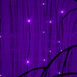 7' Pre-Lit Artificial Halloween Black Willow Tree with 600 Purple and Orange Dual Color LED Lights