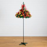 7' Pre-Lit Artificial Pop up Christmas Tree with Red & Gold Ornaments, Ribbons and 180 Warm White LED Lights