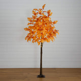 7' Pre-Lit Autumn Maple Artificial Fall Tree with 450 Warm White LED Lights