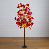 7' Pre-Lit Autumn Weeping Maple Artificial Fall Tree with 450 Warm White LED Lights