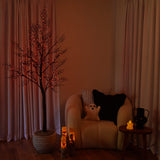 7' Pre-Lit Halloween Minimalist Twig Artificial Fall Tree with 400 Orange & Purple LED Lights