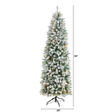 7’ Slim Flocked Montreal Fir Christmas Tree with 300 Warm White LED Lights and 995 Bendable Branches