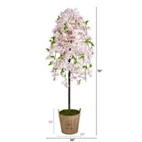 70” Cherry Blossom Artificial Tree in Farmhouse Planter