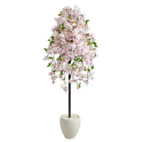 70” Cherry Blossom Artificial Tree in White Planter