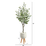 70” Eucalyptus Artificial Tree in White Planter with Stand