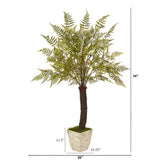 74” Fern Artificial Plant in White Planter