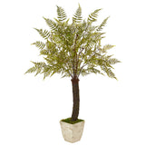 74” Fern Artificial Plant in White Planter