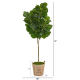 74” Fiddle leaf Fig Artificial Tree in Farmhouse Planter