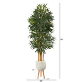 74” Phoenix Palm Artificial tree in White Planter with Stand