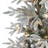 7.5’ Flocked Manchester Spruce Artificial Christmas Tree with 450 Lights and 949 Bendable Branches