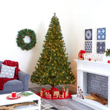 7.5' Mount Hood Spruce Artificial Christmas Tree with 450 Warm White Lights and 1285 Bendable Branches