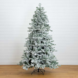 7.5’ Pre-Lit Artificial California Flocked Spruce Christmas Tree with 1000 Color Changing LED Lights
