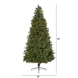 7.5' Rocky Mountain Spruce Artificial Christmas Tree with Pinecones and 400 Clear LED Lights