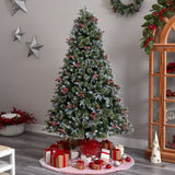 7.5' Snow Tipped Aspen Spruce Pre-Lit Tree with 450 LED lights, Berries and Pinecones