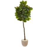 78” Rubber Leaf Artificial Tree in Sand Stone Planter (Real Touch)
