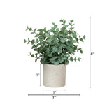 8" Artificial Baby Blue Eucalyptus in Decorative Planter - Set of 2
