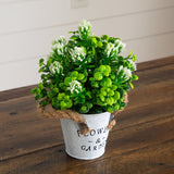 8” Artificial Blooming Plant in Rustic Flowers & Garden Planter -Set of 3