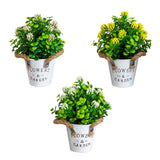 8” Artificial Blooming Plant in Rustic Flowers & Garden Planter -Set of 3