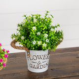 8” Artificial Flowering Mini Daisy Plant in Rustic Flowers & Garden Planter -Set of 3