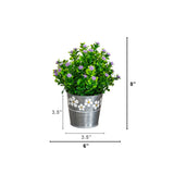 8” Artificial Flowering Plant in Decorative Daisy Tin Planter -Set of 3