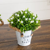 8” Artificial Flowering Plant in Rustic Flowers & Garden Planter -Set of 3