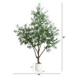 8’ Artificial Grand Olive Tree in White Decorative Planter