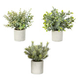 8” Artificial Mini Eucalyptus Potted Plants - Set of 3