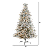 8’ Flocked West Virginia Spruce Christmas Tree with 600 Clear Lights and 1856 Bendable Branches