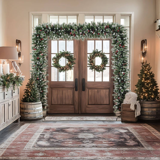 8' Artificial Holiday Green Christmas Pine Archway with Pinecones and Berries