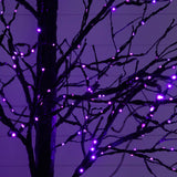 8' Pre-Lit Halloween Black Twig Artificial Tree with 510 Orange & Purple LED Lights