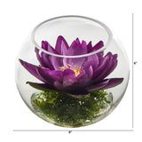8” Lotus Artificial Arrangement in Glass Vase