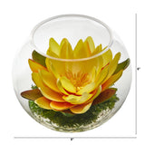 8” Lotus Artificial Arrangement in Glass Vase