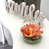 8” Lotus Artificial Arrangement in Glass Vase