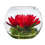 8” Lotus Artificial Arrangement in Glass Vase