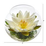 8” Lotus Artificial Arrangement in Glass Vase