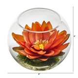 8” Lotus Artificial Arrangement in Glass Vase